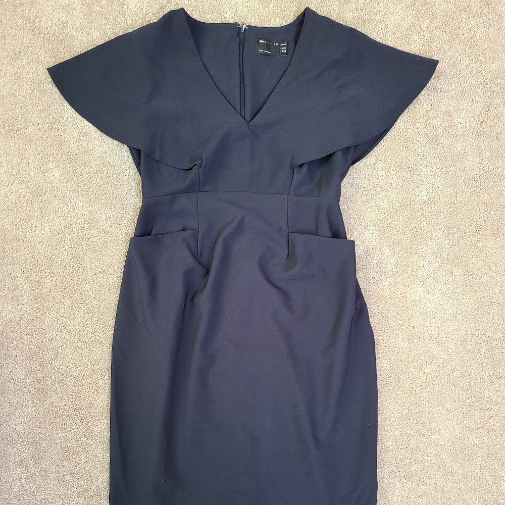 ASOS DESIGN maternity angel sleeve pencil midi dress in navy